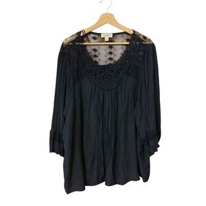 NWOT John Paul Richard Woman 3XL Elegant Lace blue Women's plus Top lace bell